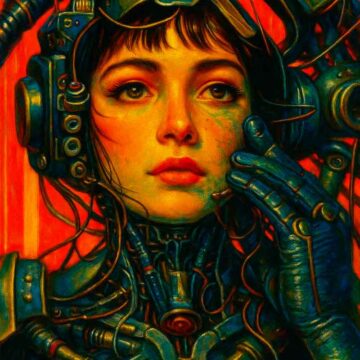 mujer androide cyberpunk